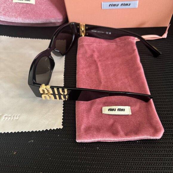 Miu Miu Black & Gold Statement Sunglasses main image 9
